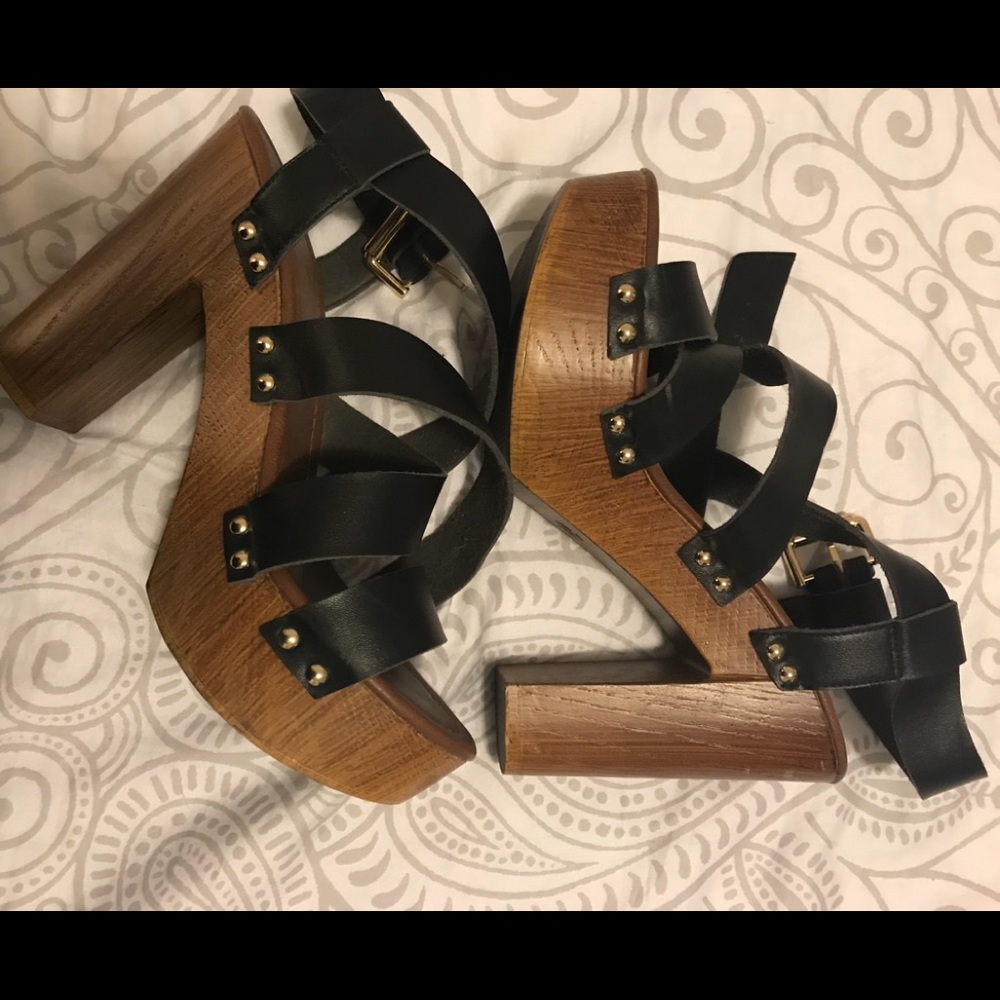 Black chunky heels